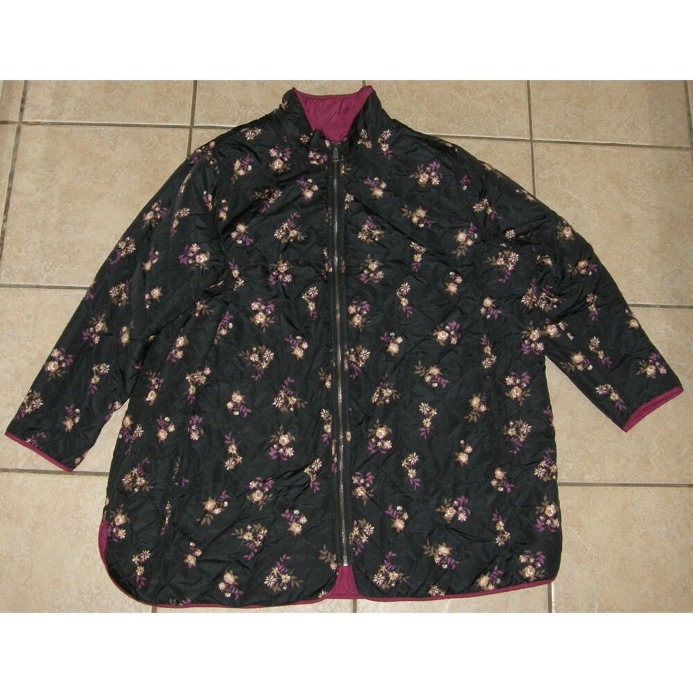 WOMAN WITHIN Reversible Plus sz 30/32 Casual or Dress Zip Up Quilted Jacket NEW